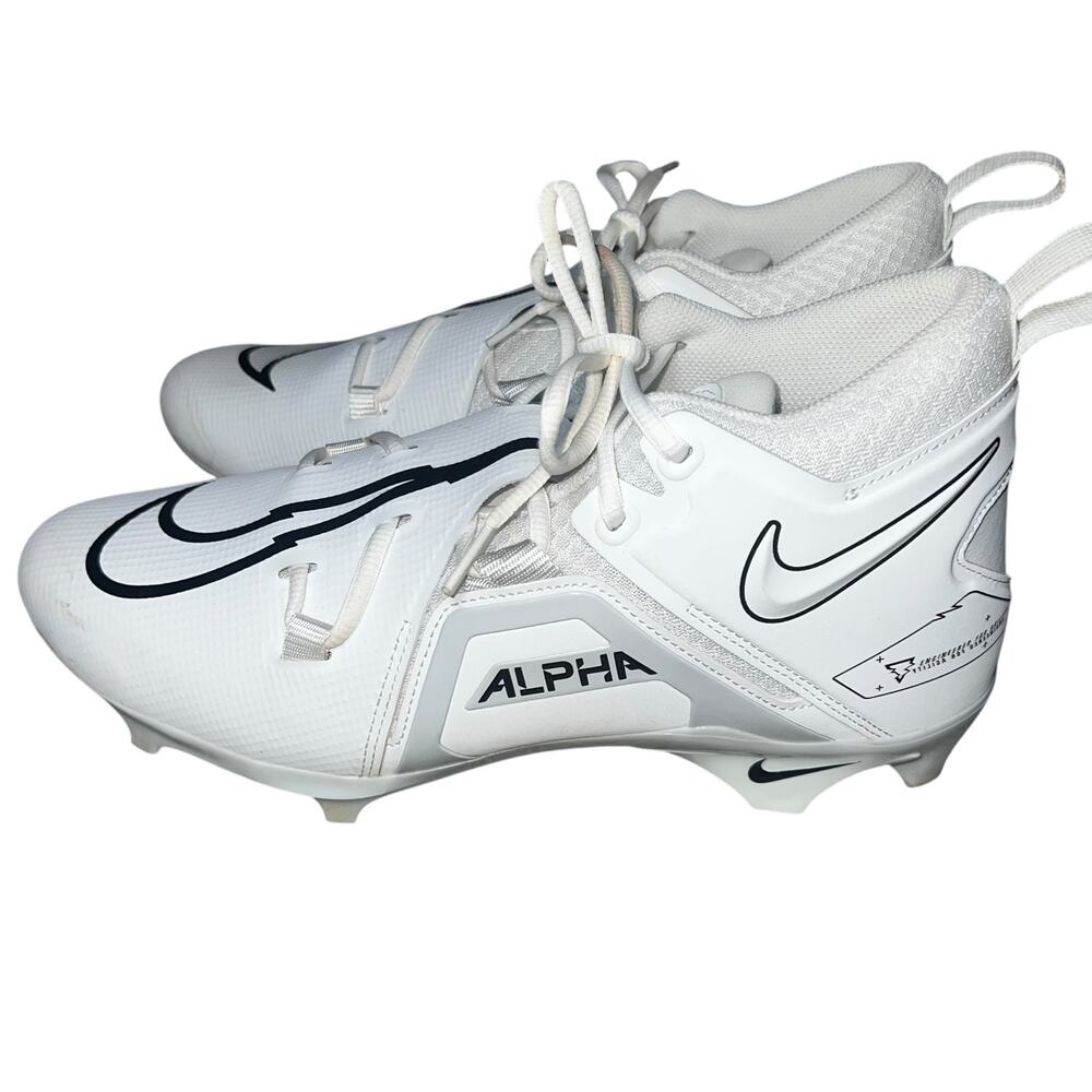 Nike Alpha Menace Pro 3 Mid Football Cleats CT6649-109 White/Grey size 10.5